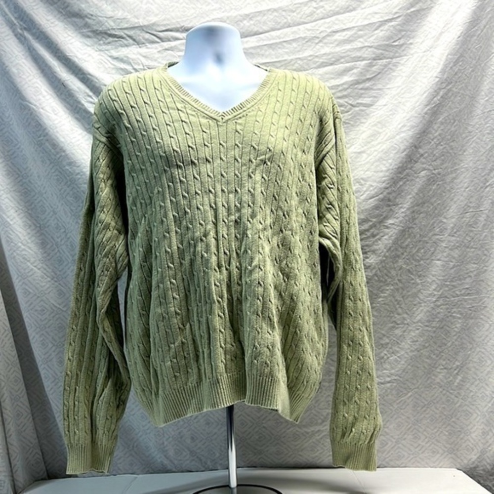 Izod knit v-neck sweater light green sizeXXL men’s
